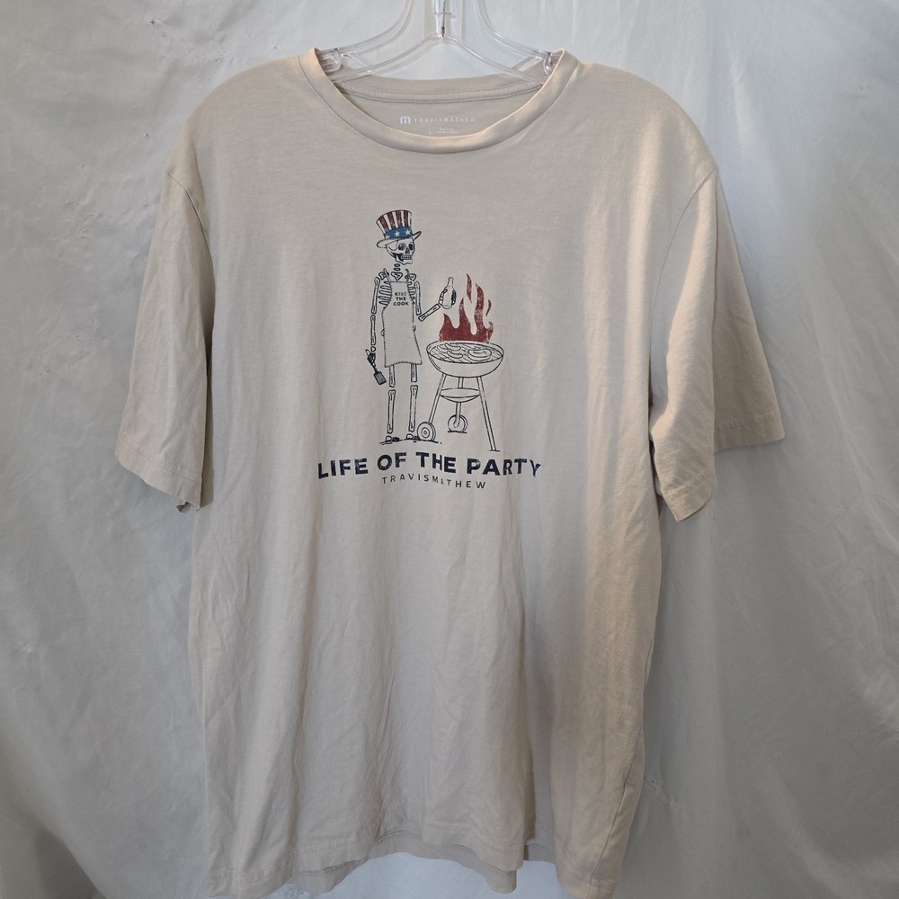 Travis‎ Mathew Grill And Thrill Tee "Life Of The Party" Sz L Skeleton Grilling